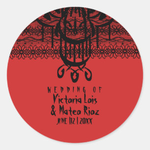 Gothic Lace Chandelier Red Black      Classic Round Sticker