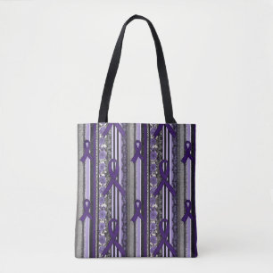 Gothic Lace Floral Lavender Epilepsy Awareness Tote Bag