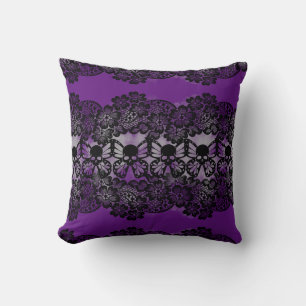 Gothic lace, skull,moth, mask,2 design on 1  cushion