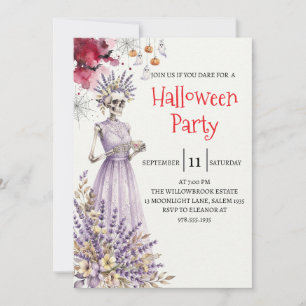Gothic Lady Skeleton Halloween Party Invitation