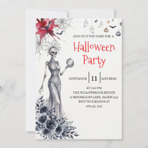 Gothic Lady Skeleton Halloween Party Invitation