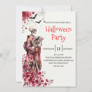 Gothic Lady Skeleton Halloween Party Invitation