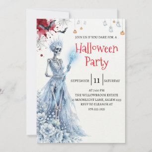 Gothic Lady Skeleton Halloween Party Invitation