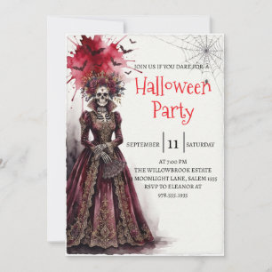 Gothic Lady Skeleton Halloween Party Invitation
