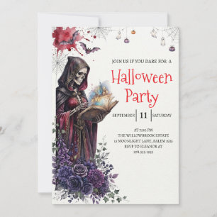 Gothic Lady Skeleton Halloween Party Invitation