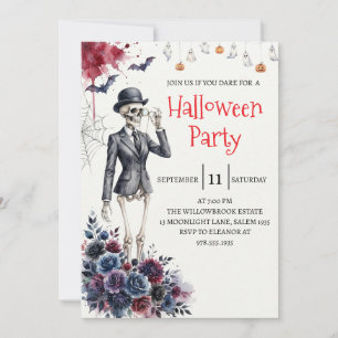 Gothic Lady Skeleton Halloween Party Invitation