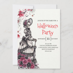 Gothic Lady Skeleton Halloween Party Invitation