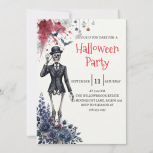 Gothic Lady Skeleton Halloween Party Invitation