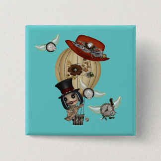 gothic laveau hot air balloon steampunk art 15 cm square badge