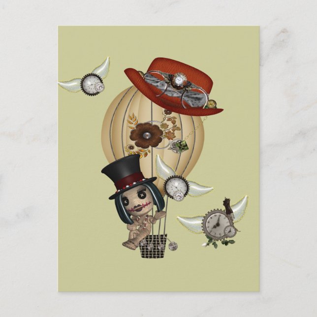 gothic laveau hot air balloon steampunk art postcard (Front)