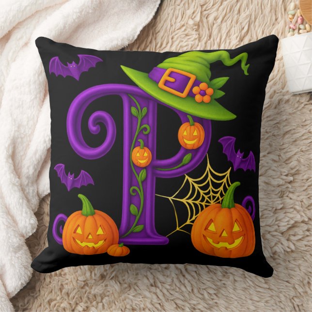 Gothic Letter P Personalised Throw Pillow (Blanket)