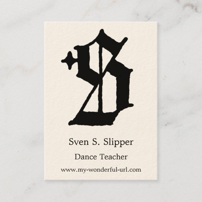 Gothic Letter "S" Classic English Initial Business Card (Front)