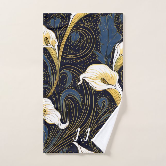 Gothic Lily Floral Monogram Pickleball Towel (Hand Towel)