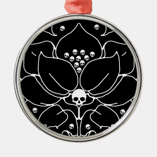Gothic Lily with Skulls Metal Tree Decoration (Front)