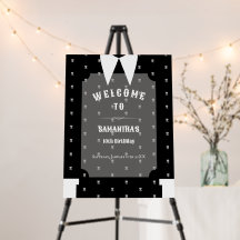 Gothic little girl in black dress Birthday Sign