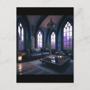 Gothic living room postcard