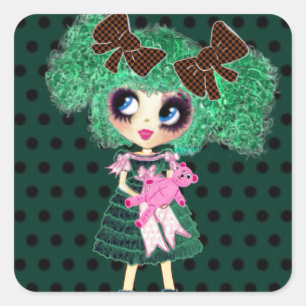 Gothic Lolita girl emerald girly gifts Square Sticker