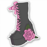 Gothic Lolita Girly Pink Rose Boot Illustration