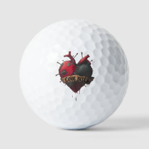 Gothic "Love Bites" Anatomical Heart Illustration Golf Balls