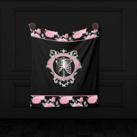 Gothic Love | Pink and Black Skeleton Heart Floral