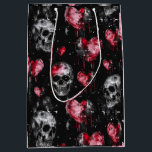 Gothic Love Skulls and Red Hearts Medium Gift Bag<br><div class="desc">Indulge in the cryptic allure 🔮 and elevate your style with a touch of dark romance 🖤</div>