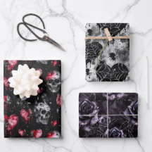 Gothic Love Skulls and Red Hearts