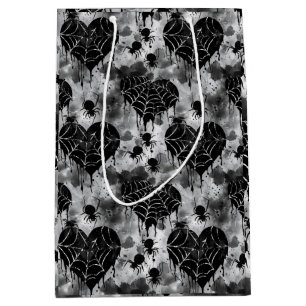Gothic Love Spooky Spider Web with Hearts Medium Gift Bag