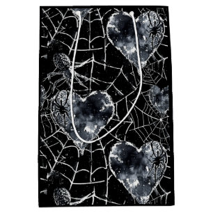 Gothic Love Spooky Spider Web with Hearts Medium Gift Bag