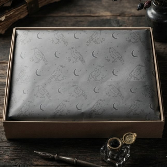 Gothic Lunar Raven Tissue Paper (Lunar raven tissue paper for gothic birthday gifts.)