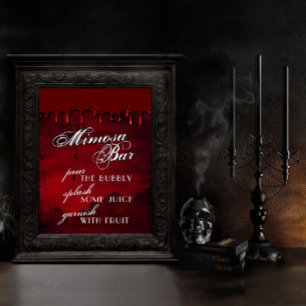 Gothic Luxe   Black and Blood Red Mimosa Bar Poster