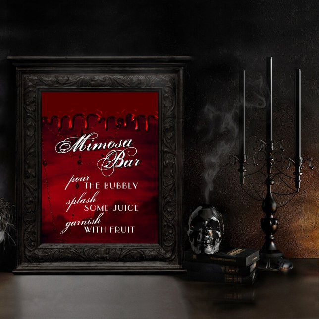 Gothic Luxe | Black and Blood Red Mimosa Bar Poster (Creator Uploaded)