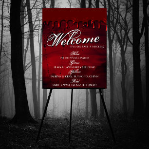 Gothic Luxe   Black and Blood Red Social Distance Poster
