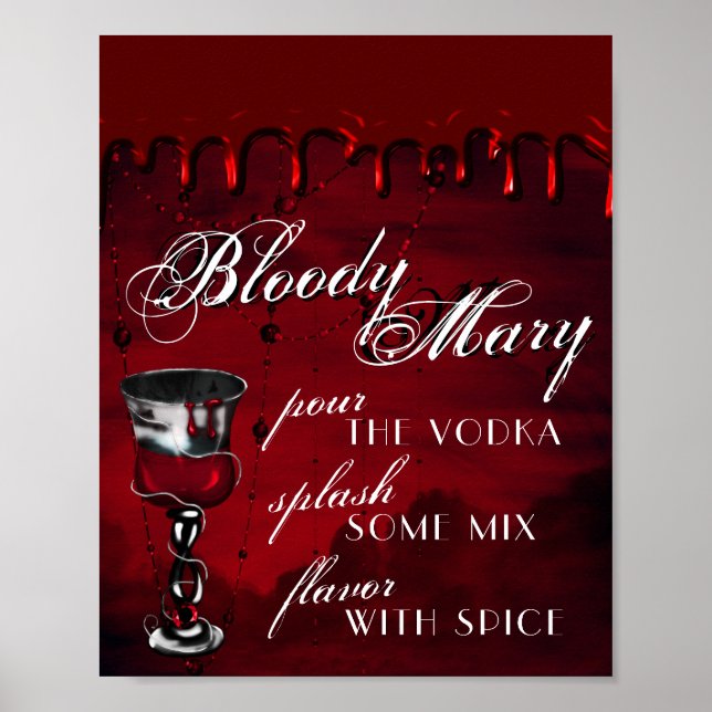 Gothic Luxe | Black and Red Bloody Mary Drink Poster (Front)