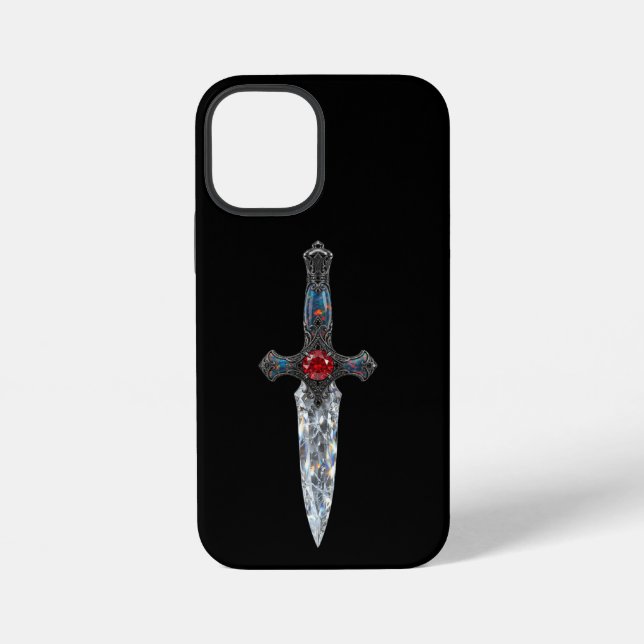 Gothic Luxury Crystal Dagger Ruby Red Gemstone Pho iPhone Case (Back)