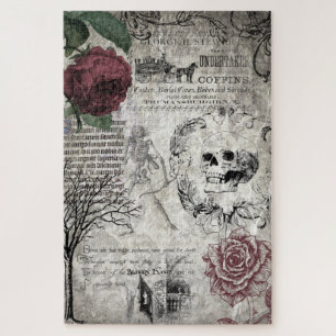 Gothic Macabre Victorian Skull & Death Ephemera Jigsaw Puzzle