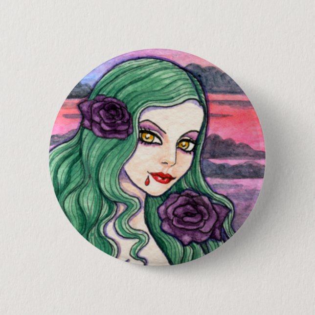 Gothic Magic Vampire Fantasy Button by Ann Howard (Front)