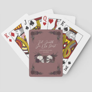 Gothic Mauve Pink Floral Skull Playing Cards