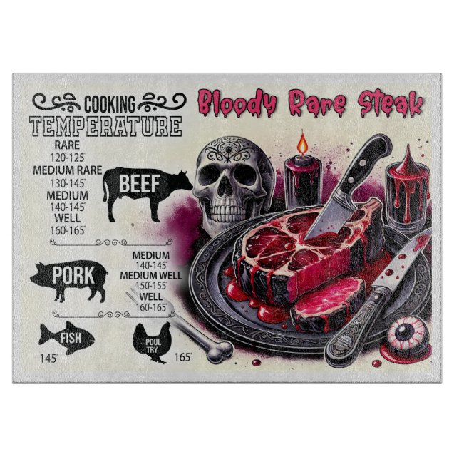 Gothic Meat Temperature Guide Cutting Board (Front)