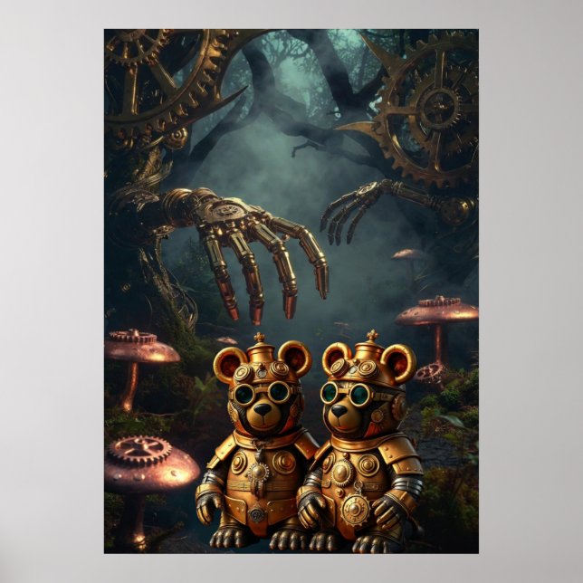 Gothic Mechanical Dark Forest Steampunk Gummy Bear Poster (Front)