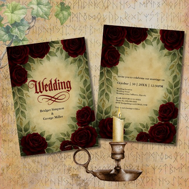 gothic mediaeval antique vintage rose wedding  invitation (Creator Uploaded)
