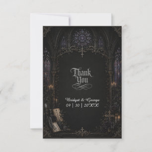 Gothic mediaeval Cathedral Church Cross Wedding Thank You Card