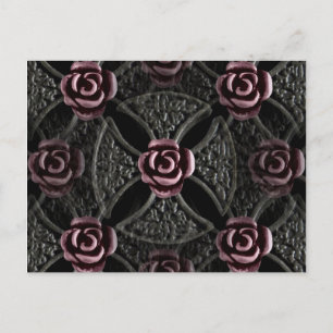 Gothic mediaeval rose cross postcard