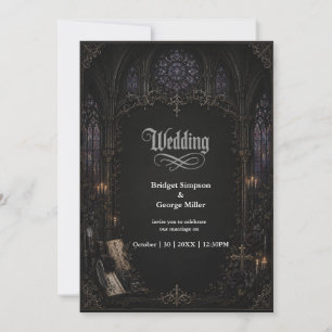 Gothic medieval Cathedral Church Cross Wedding Invitation