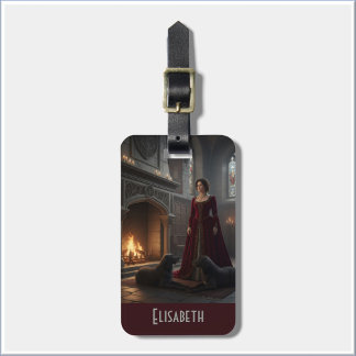 Gothic Medieval Maiden In Castle with Dogs Luggage Tag