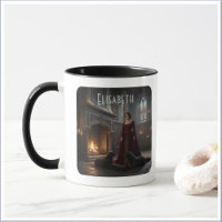 Gothic Medieval Maiden In Castle with Dogs
