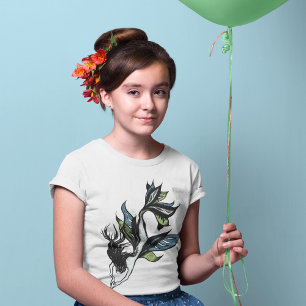 Gothic Mermaid Beautiful Blue Green Ink Drawing T-Shirt