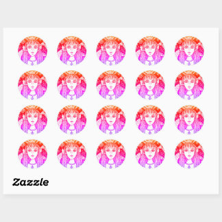 GOTHIC MERMAID, BLACK SEA SIREN FANTASY WHIMSY CLASSIC ROUND STICKER
