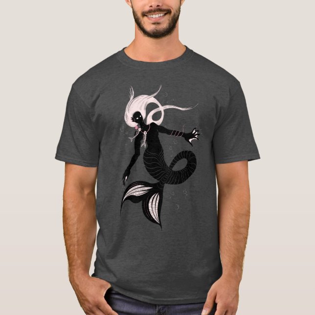 Gothic Mermaid Dark Fantasy Sea Creature T-Shirt (Front)