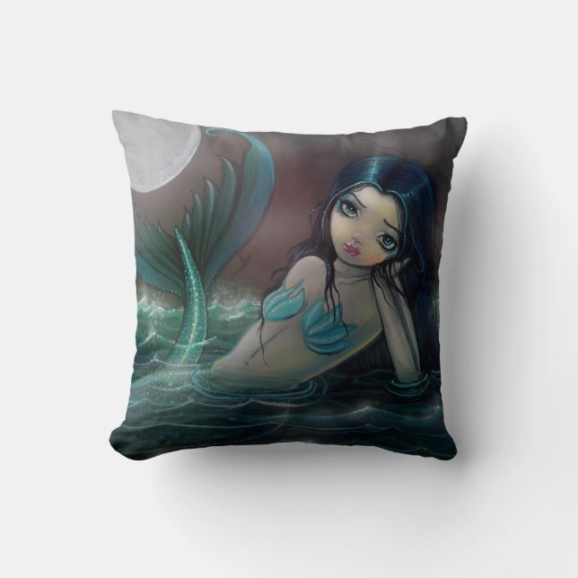 Gothic Mermaid Pillow Moonlit River (Front)