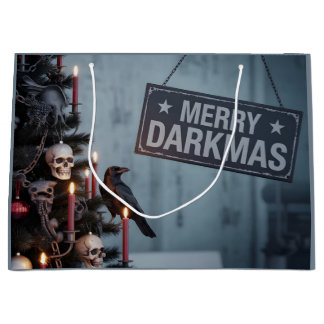 Gothic "Merry Darkmas" Horror Christmas Tree Large Gift Bag
